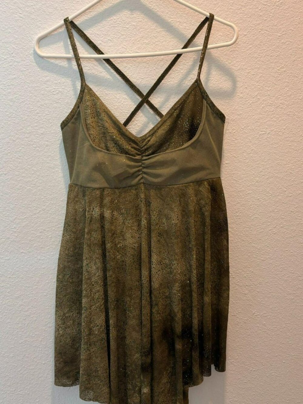 Vintage Kelle Y2K Olive Glitter Handkerchief Top